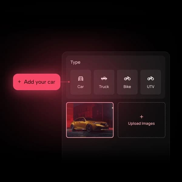 MotorMia app vehicle profile screen